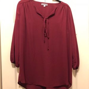 3/4 sleeve Maroon top Pleione brand